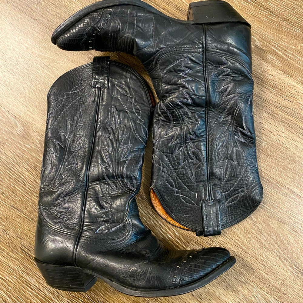 Mens Vintage Black Caiman Nocona Boots Size 9D